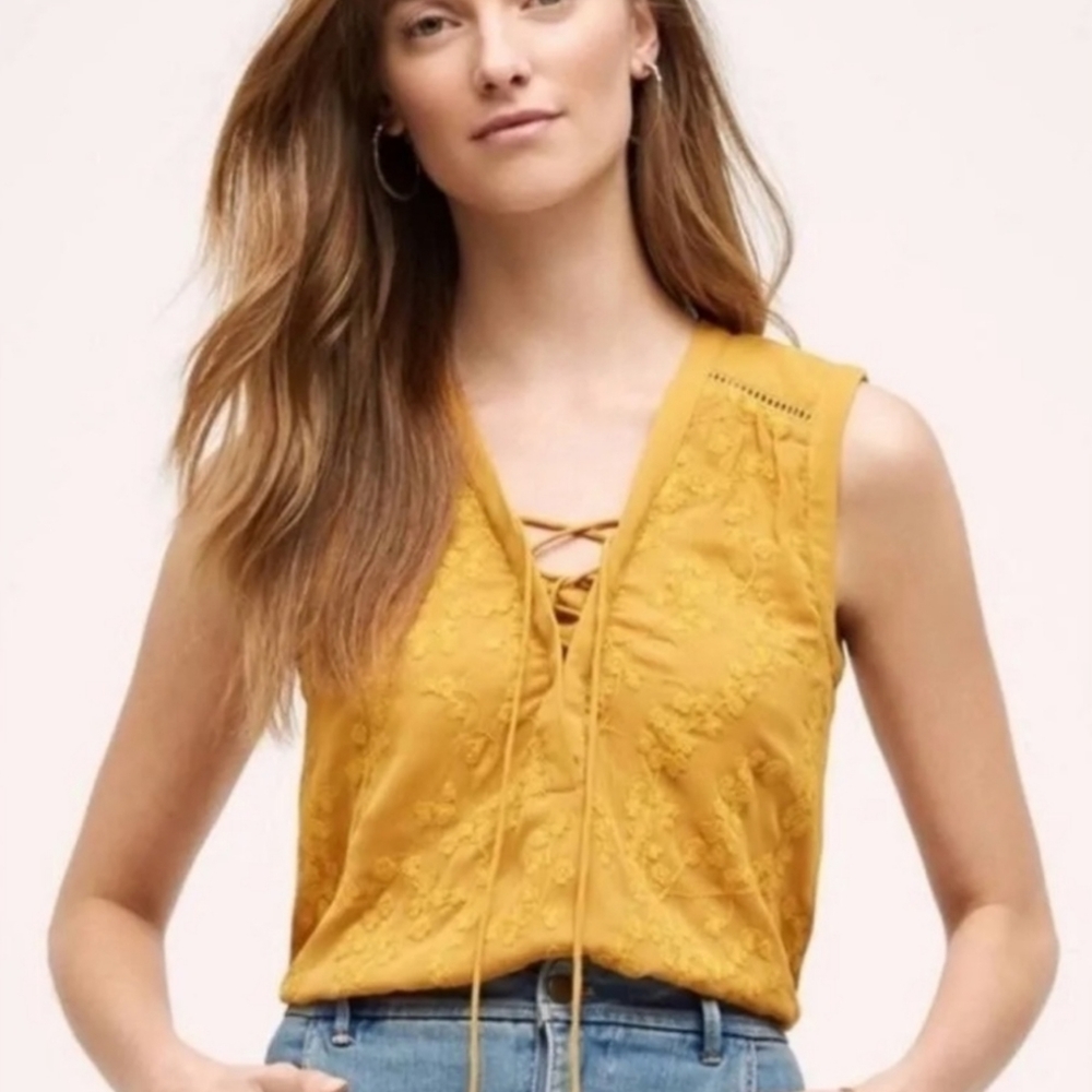 MAEVE Sleeveless Floral Embroidered Top